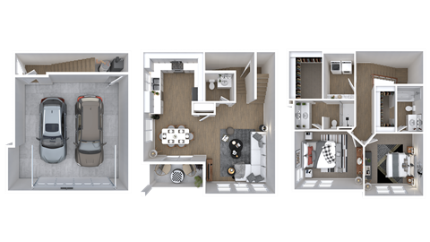 Floor plan for 2 beds, 2.5 baths, 1332 sqft